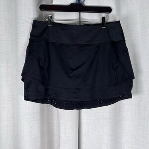 Athleta Stealth TruCool Athletic Skirt Skort Black Large Tennis Golf Pickelball